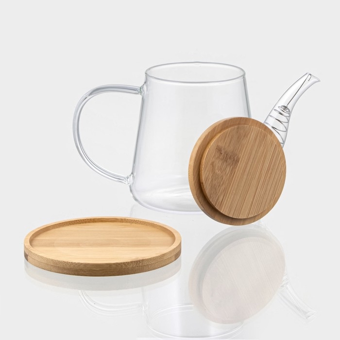 Чайник заварочный стеклянный с бамбуковой крышкой и металлическим фильтром BellaTenero «Бамбук», 600 мл, 19×11,3×12,2 см Чайник заварочный стеклянный с бамбуковой крышкой и металлическим фильтром BellaTenero «Бамбук», 600 мл, 19×11,3×12,2 см