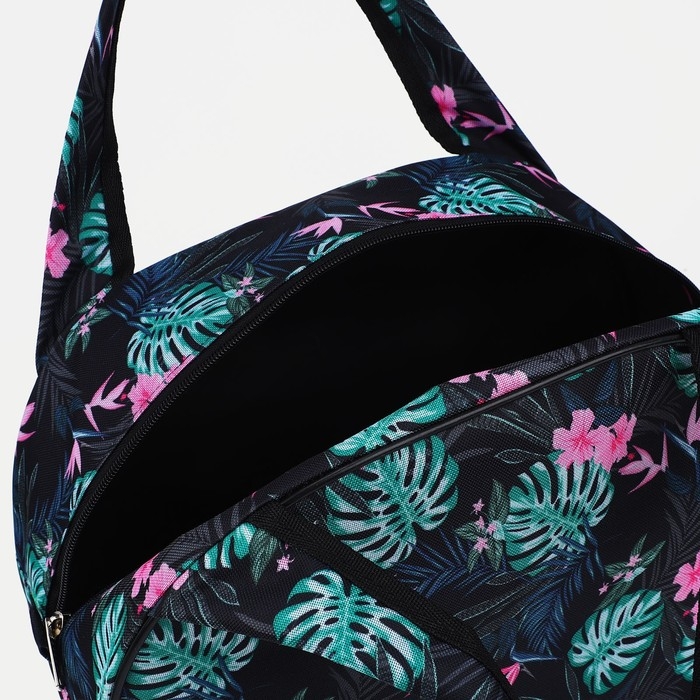 Сумка дорожная женская на молнии, цвет чёрный/зелёный Сумка дорожная женская на молнии, цвет чёрный/зелёный