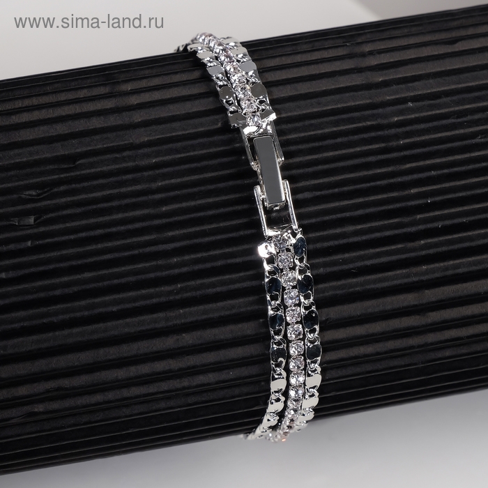 Браслет со стразами «Сияй» нить переплетением, цвет белый в серебре, 18 см Браслет со стразами «Сияй» нить переплетением, цвет белый в серебре, 18 см