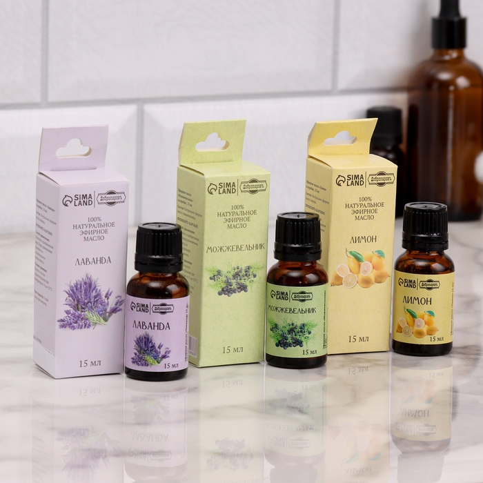 Эфирное масло Эфирное масло "Лаванда, Лимон, Можжевельник", набор 3 шт по 15 мл