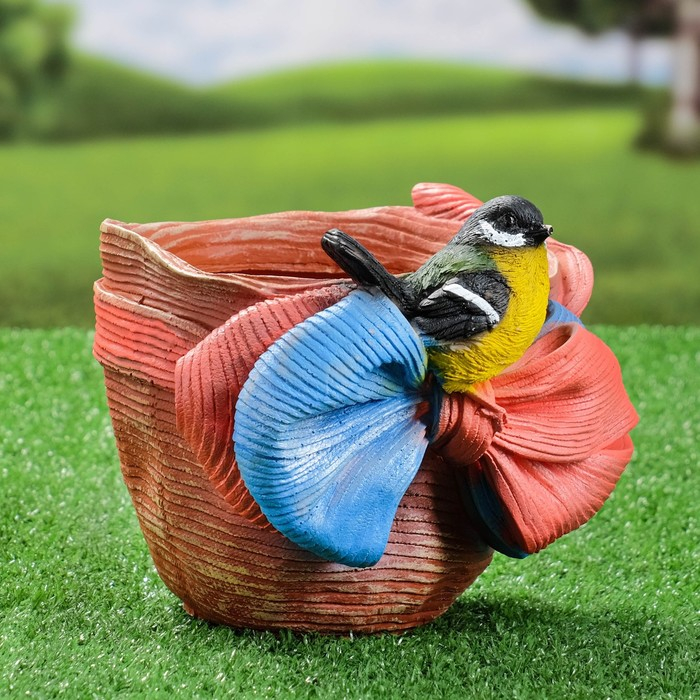 Фигурное кашпо Фигурное кашпо "Птичка на шляпе с бантиком" 21х17см, МИКС