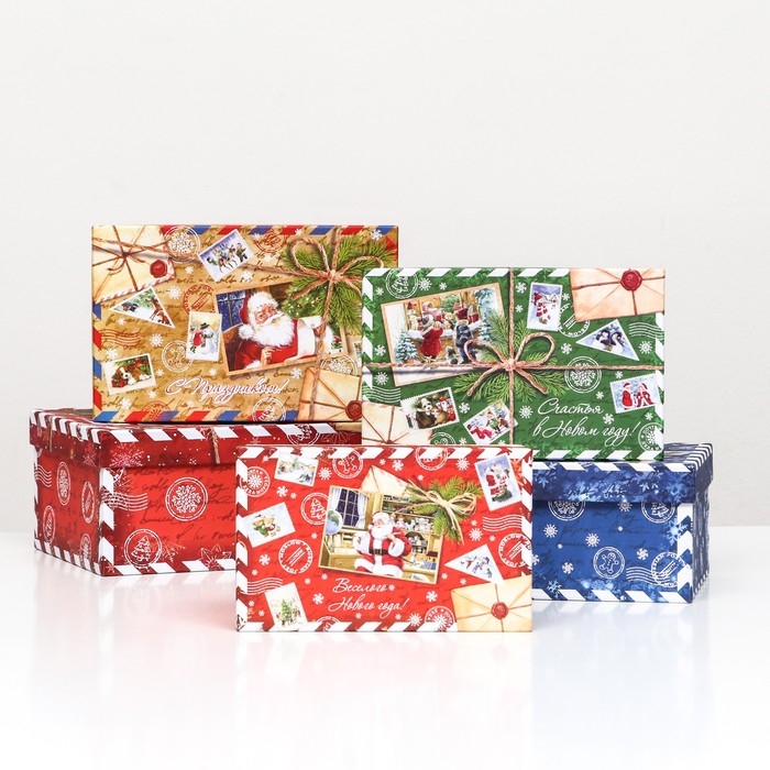 Набор коробок 10 в 1 "Почта от Деда Мороза", 30 х 19 х 11,5 - 12 х 6,5 х 4 см