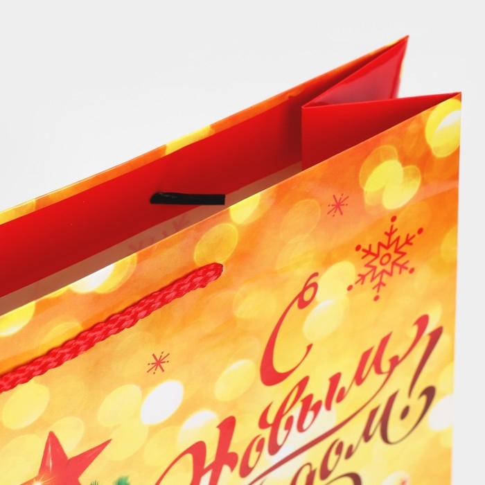 Пакет подарочный новогодний ламинированный «Золото и снежинки», L 28 х 38 х 9 см Пакет подарочный новогодний ламинированный «Золото и снежинки», L 28 х 38 х 9 см