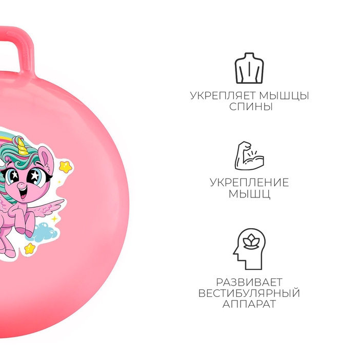 Мяч-прыгун с ручкой ZABIAKA «Единорожка», d=55 см, 480 г, цвет розовый Мяч-прыгун с ручкой ZABIAKA «Единорожка», d=55 см, 480 г, цвет розовый