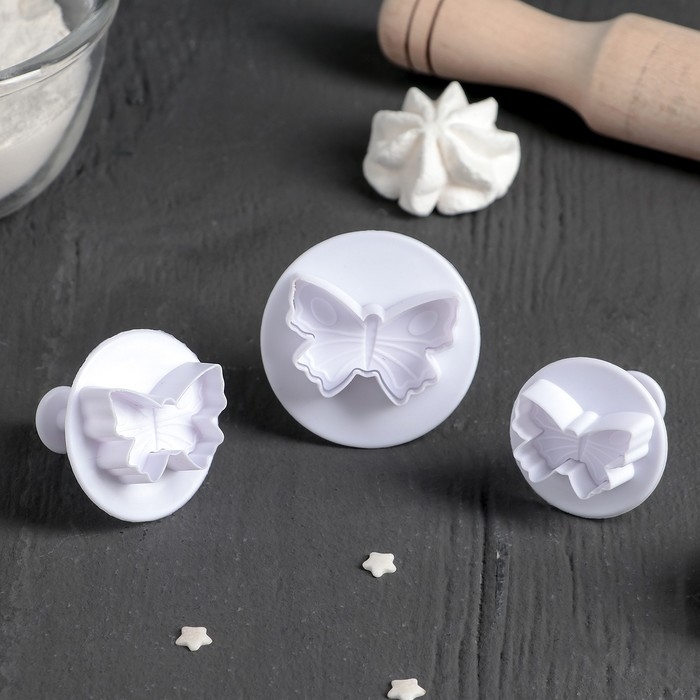 Набор плунжеров кондитерских Доляна «Бабочка», 3 шт, d=4/5/6 см Набор плунжеров кондитерских Доляна «Бабочка», 3 шт, d=4/5/6 см