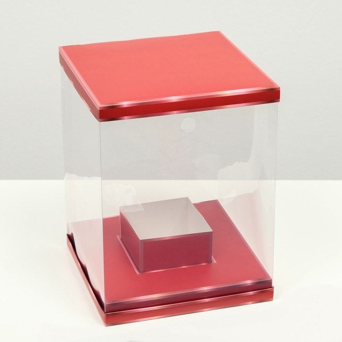 Коробка для цветов с вазой и PVC окнами складная, красный, 23 х 30 х 23 см Коробка для цветов с вазой и PVC окнами складная, красный, 23 х 30 х 23 см
