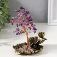 Подставка под благовония "Лягушка в фонтане у дерева" 72 камня 8,5х13х15 см