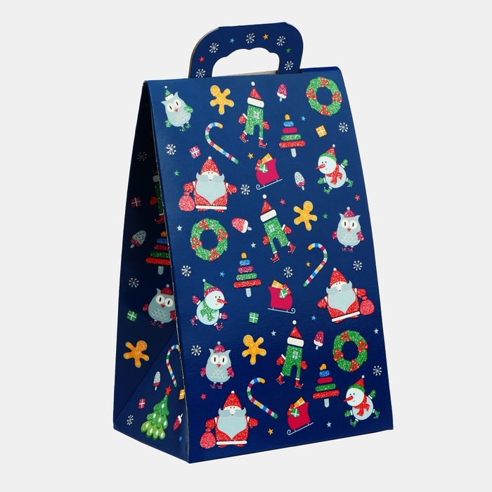 Новый год. Подарочная коробка новогодняя Сумочка мини Новый год. Подарочная коробка новогодняя Сумочка мини "Новогодний арт" 140 x 100 x 223 см.