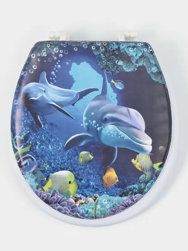 Сиденье для унитаза с крышкой Доляна &laquo;Морские жители&raquo;, 40&times;37 см, мягкое