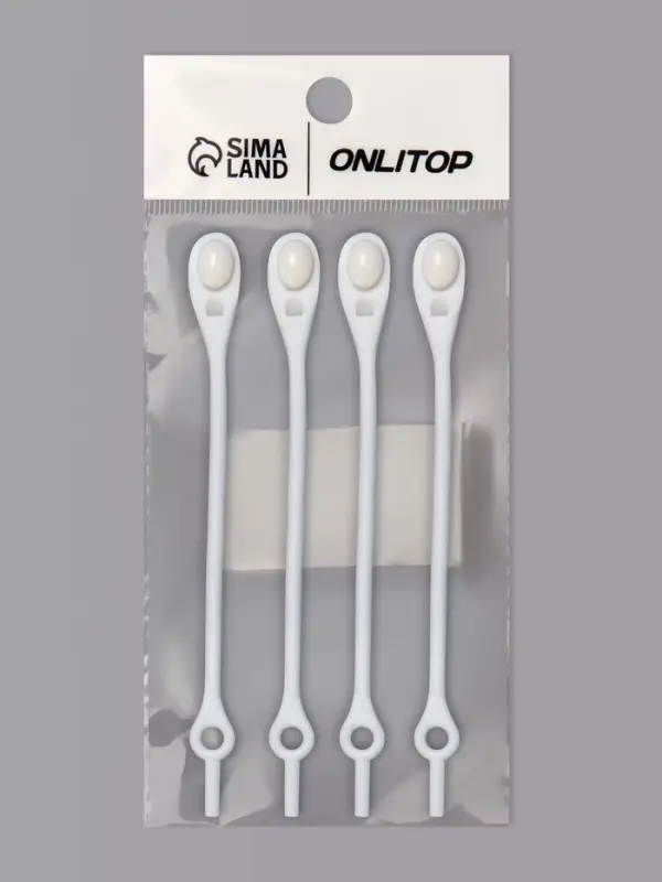 Набор шнурков для обуви, 6 шт., силиконовые, полукруглые, на застёжке, 4 мм, 11 см, белый