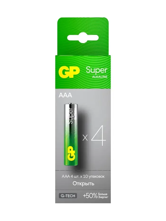 Батарейка алкалиновая GP Super, AAA, LR03-40BOX, 1.5 В, набор 40 шт.