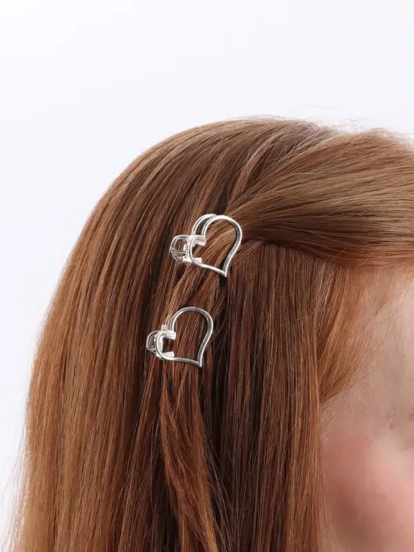 Крабик для волос «Эмма», сердце, 2.5×2 см, серебро Крабик для волос «Эмма», сердце, 2.5×2 см, серебро