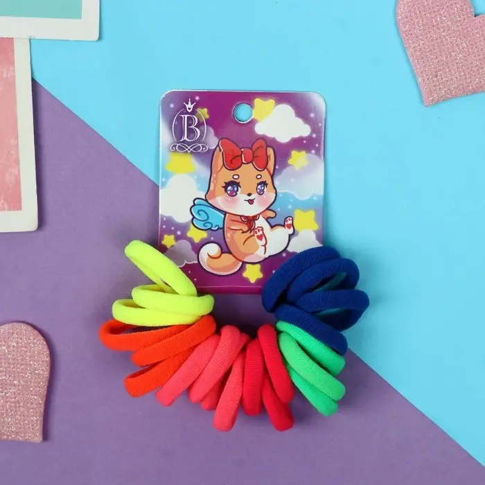 Резинка для волос  Резинка для волос "Комиксы" (набор 20 шт) котик бантик, 2,5 см