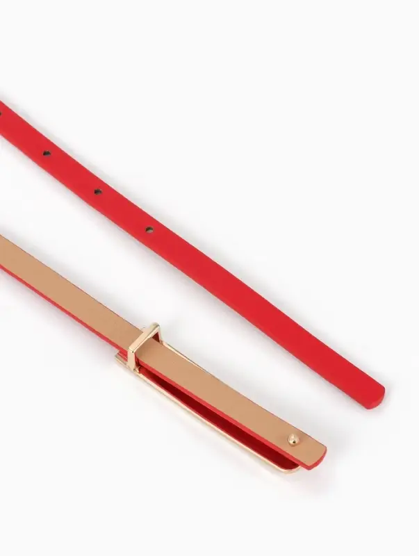 Ремень женский, 0.8&times;110 см, гвоздик, золотистая пряжка, красный