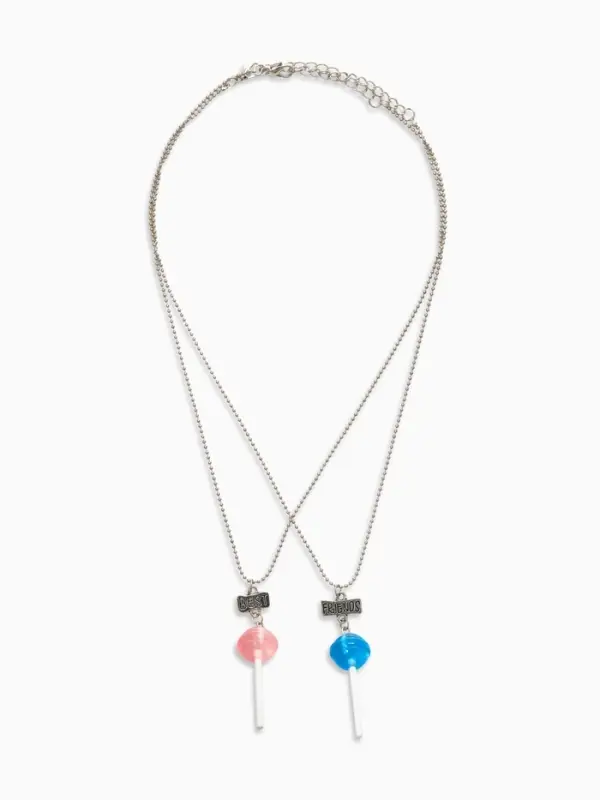 Кулоны парные &laquo;Неразлучники. Леденцы&raquo;, L=40.5 см, набор 2 шт. синие, розовый