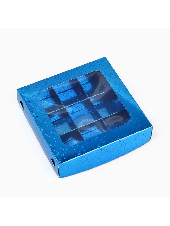 Коробка для конфет &laquo;Синие звёздочки&raquo;, 14.5&times;14.5&times;3.5 см