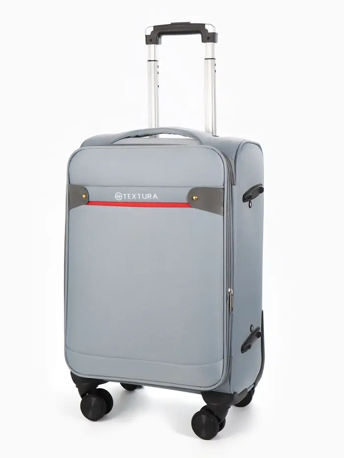 Чемодан на колёсах TEXTURA, кодовый замок, текстильный, с увеличением, 36&times;25&times;58 см, 20", серый