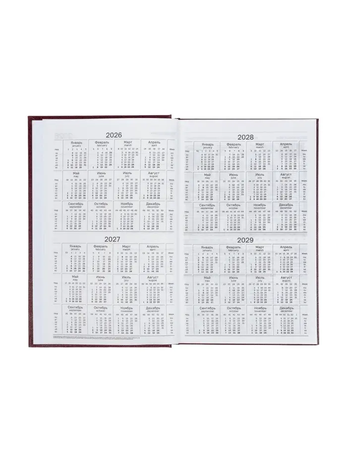 Ежедневник датир 2026г А5 168л б/вин, Бордо Ежедневник датир 2026г А5 168л б/вин, Бордо