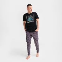 Пижама мужская KAFTAN "Не хватает" р.52, черный/серый
