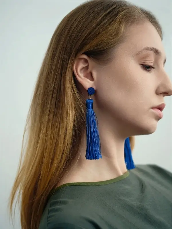 Серьги &laquo;Кисти&raquo;, гармония, синие, L, кистей, 10.5 см