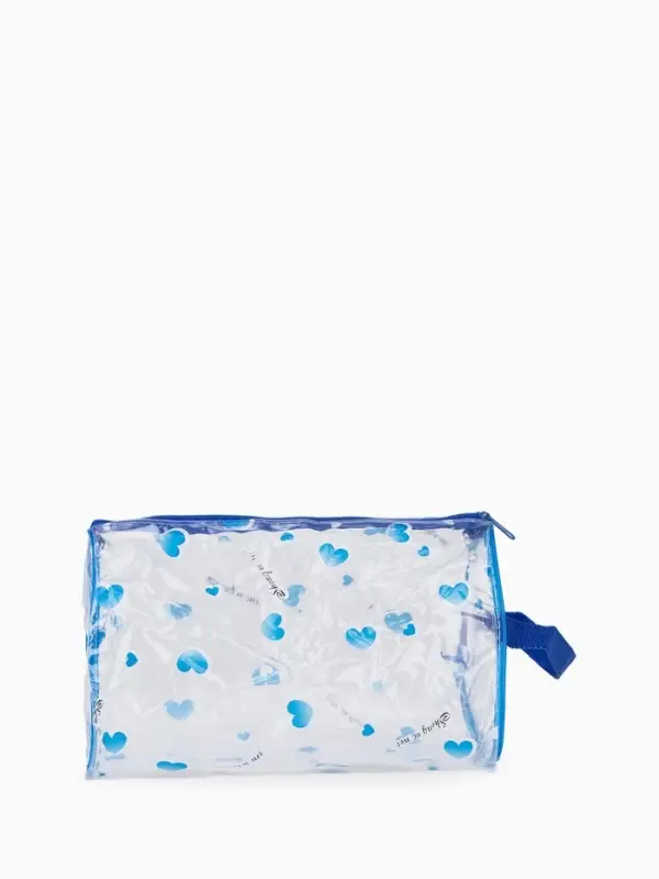 Косметичка - пенал на молнии, с ручкой, с принтом, прозрачная, МИКС