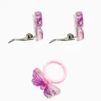 Набор детский  "Выбражулька" 3 предмета: клипсы, кольцо, браслет, бабочки, цвет розовый