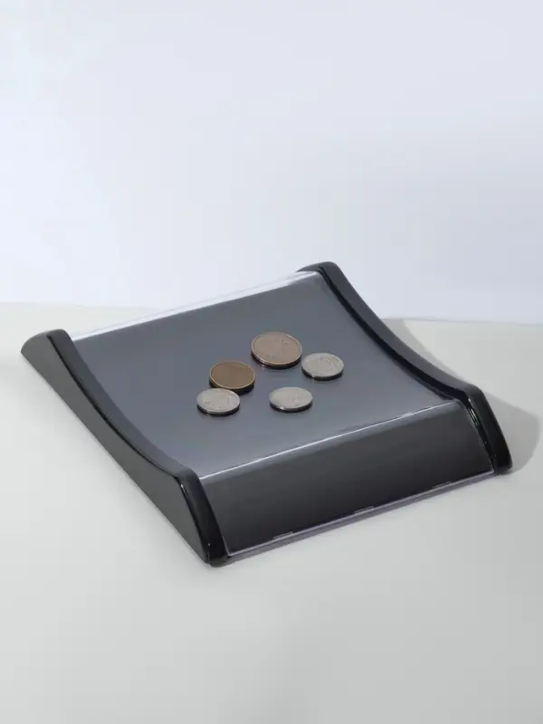 Монетница двухкомпонентная, с местом для рекламной вставки, 16.3&times;19.3&times;2.5 см, чёрная