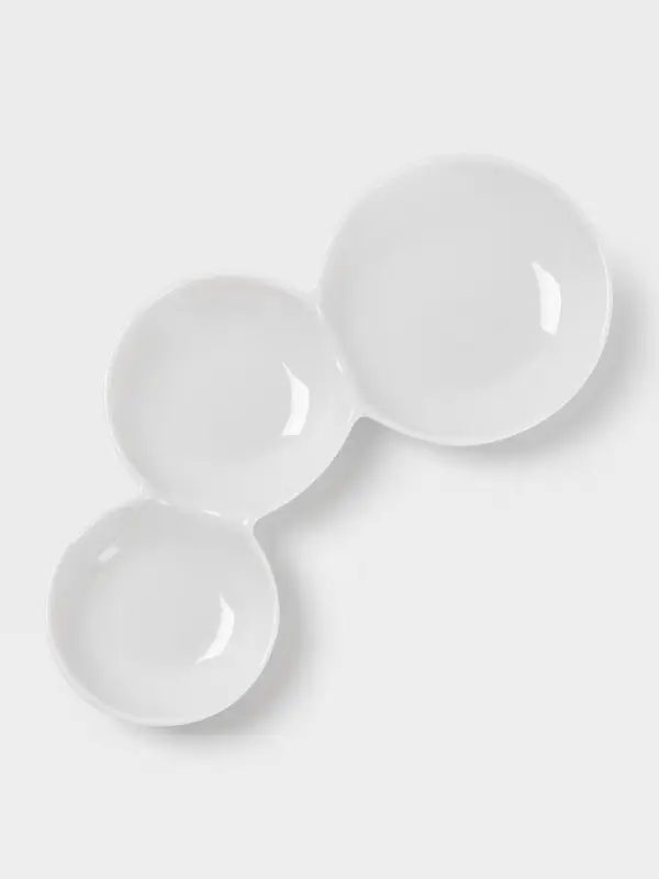 Менажница &laquo;Атом&raquo;, 3 секции, 20&times;12 см, керамика, белая