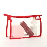 Косметичка на молнии, цвет красный/прозрачный