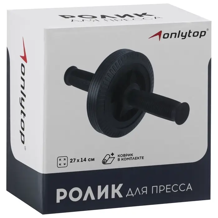Ролик для пресса ONLYTOP, 27&times;14 см, с ковриком, цвет чёрный