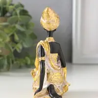 Сувенир полистоун "Африканка в золотом платье с белой патиной" чёрный 7х5х11 см
