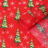 Бумага упаковочная тишью "Зимний лес", красная, 50 х 66 см Бумага упаковочная тишью "Зимний лес", красная, 50 х 66 см