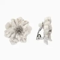 Клипсы "Цветочки" цвет белый в серебре