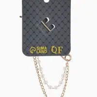 Булавка &laquo;Лист&raquo; в стразах, цепочка, жемчуг, L=7.5 см, цвет белый в золоте