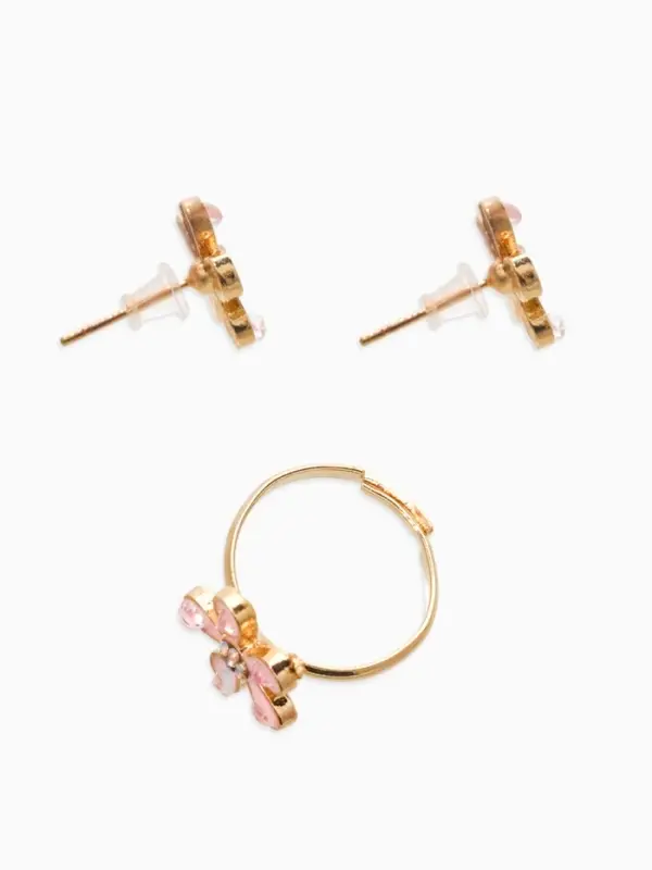 Набор детский &laquo;Выбражулька. Цветок&raquo;, 3 предмета: кулон, кольцо, серьги, розовый в золоте