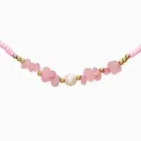 Чокер "Морской мир" крошка с жемчугом, бусины, цвет розовый  в золоте