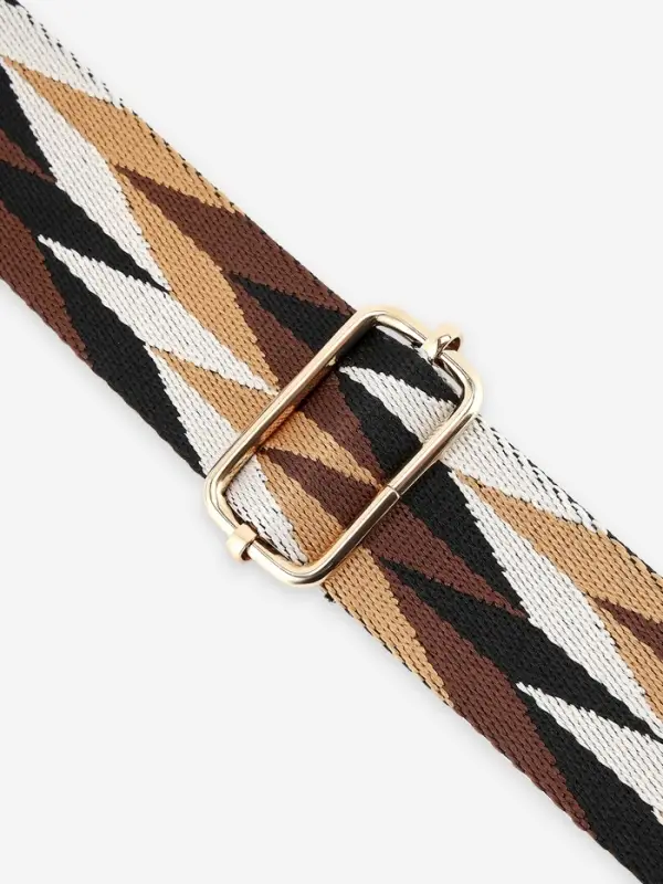 Ручка для сумки &laquo;Орнамент косичка&raquo;, стропа, с карабинами, 139&plusmn;3&times;3.8 см, бежевая, белая, чёрная