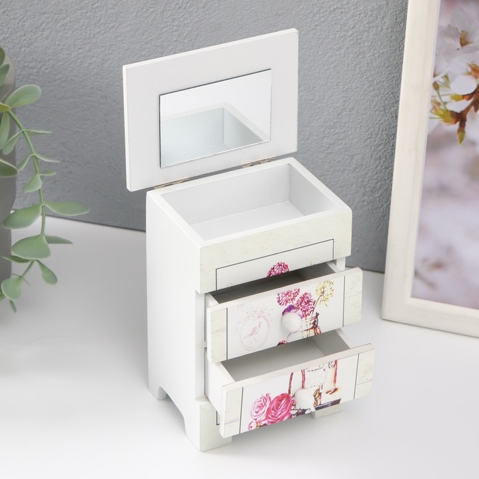 Шкатулка дерево 3 ящика  Шкатулка дерево 3 ящика "Цветочная композиция" 6,5х9х12 см