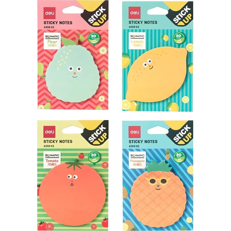 Стикеры с клеевым краем Deli 76х76 мм,30 листов,цвет и форма в асс-те&nbsp;