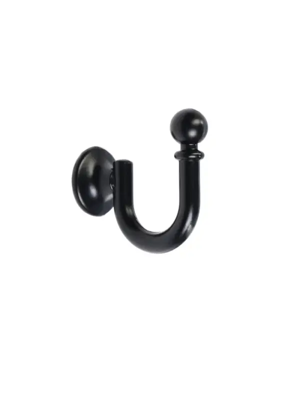 Крючок для штор ТУНДРА KS003, однорожковый, цвет черный, 2 шт Крючок для штор ТУНДРА KS003, однорожковый, цвет черный, 2 шт