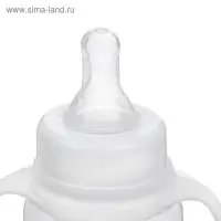 Бутылочка для кормления M&B, классическое горло, с ручками, от 0 мес., 150 мл., приталенная, белый