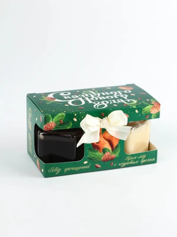 Мед натуральный 120гр Гречишный + крем мед 120гр, Набор Мед натуральный 120гр Гречишный + крем мед 120гр, Набор "Благополучия"