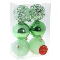 Ёлочные игрушки &laquo;Эстер&raquo;, снежинки, шары новогодние, набор 6 шт., d=8 см, зелёный