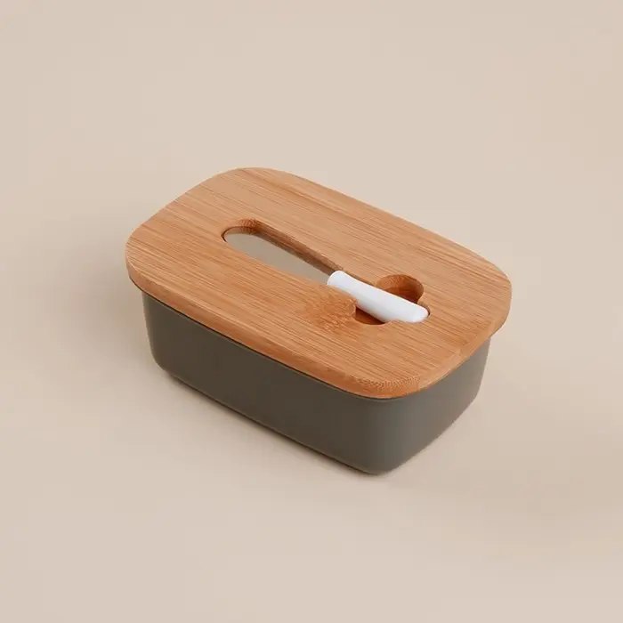 Маслёнка SL Home &laquo;Каса Перфекто&raquo;, с ножом для масла, бамбуковая крышка, 15&times;10&times;5.5 см
