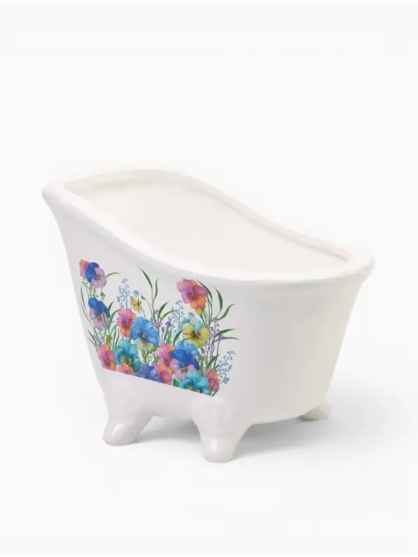 Декоративное кашпо для цветов &laquo;Ванна с цветами&raquo;, керамическое, 1.2 л, 24&times;14.5&times;16.5 см, Greengo