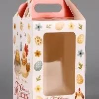 Коробка подарочная пасхальная, с окном и с ручкой &laquo;Курочки&raquo; 10&times;10&times;15 см