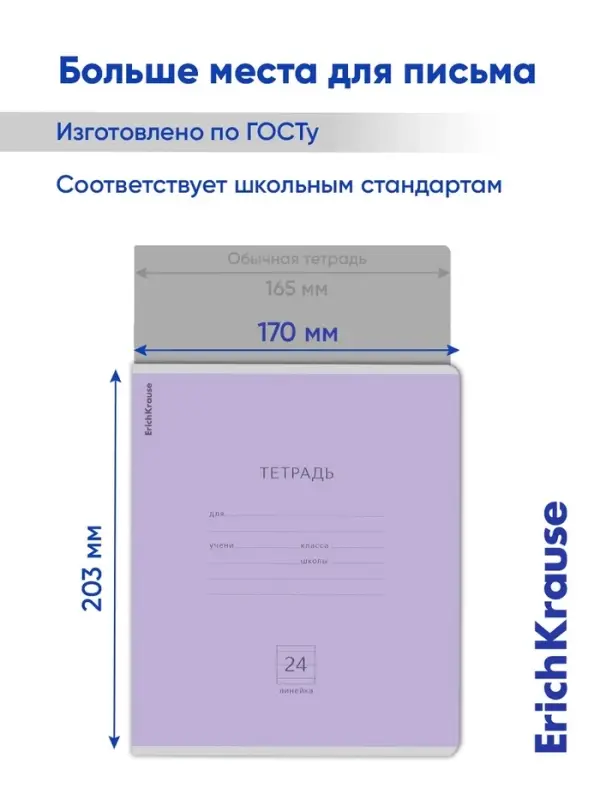Тетрадь 24 листа в линейку, ErichKrause &laquo;Классика&raquo;, обложка мелованный картон, МИКС
