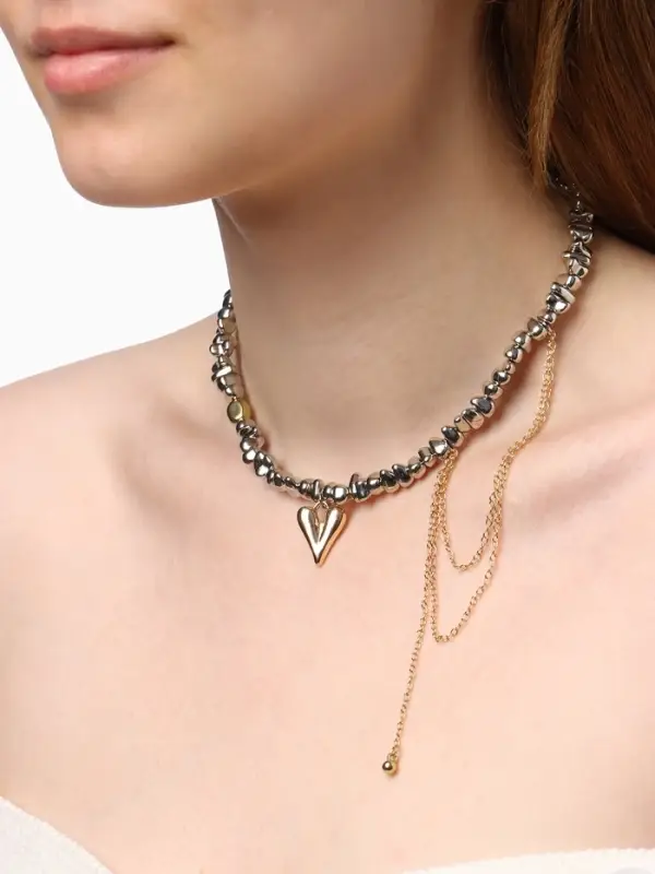 Колье &laquo;Сердце&raquo;, водопад, L=30 см, цветной