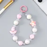 Брелок на карабине "Тюльпаны и звёзды" розово-перламутровый 11х4х1,5 см