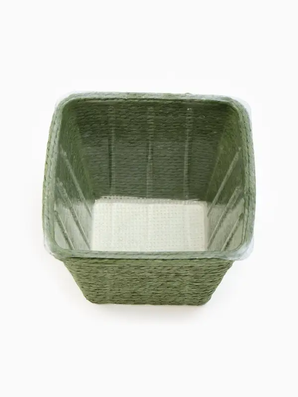 Корзина универсальная квадратная, ротанг, зелёная,15&times;12 см